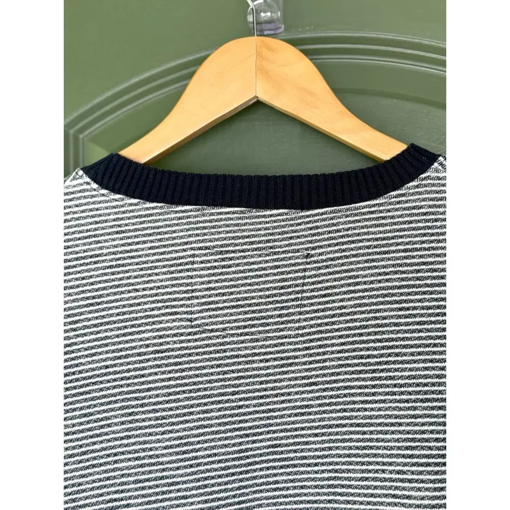 NWOT Frank & Eileen Ribbed Knit Pullover Sweatshirt Navy White Stripe Medium - Picture 5 of 8